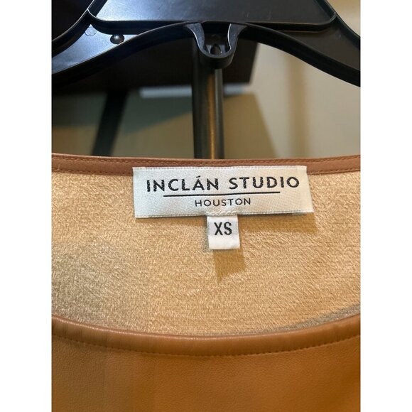 INCLAN STUDIO Millie Faux Leather Mini Dress TAN BROWN Butterscotch Womens Size - Picture 8 of 9